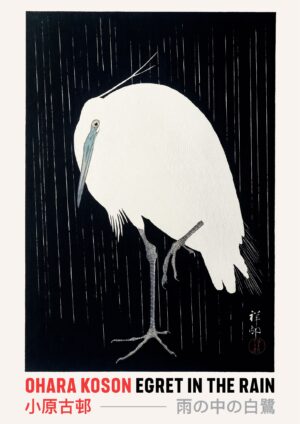 Ohara Koson Egret in the rain