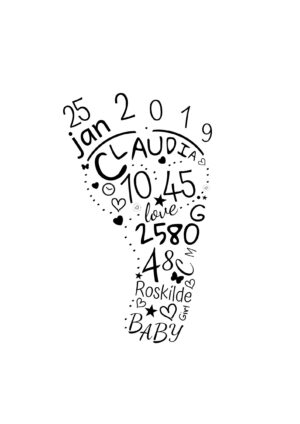 Fødselstavle fod plakat