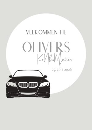 Velkomstplakat konfirmation/bil