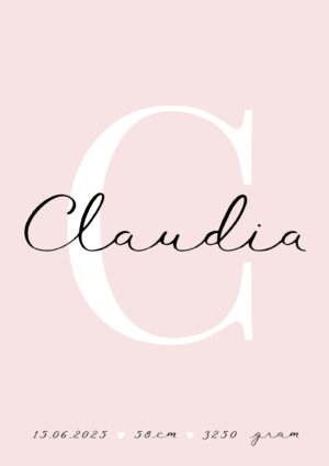 Fødselstavle enkel lyserød