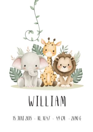 Fødselstavle Wild Animals No1