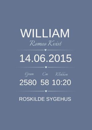 Fødselstavle/støvet blå