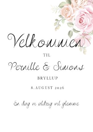 Velkomstplakat bryllup Romantic