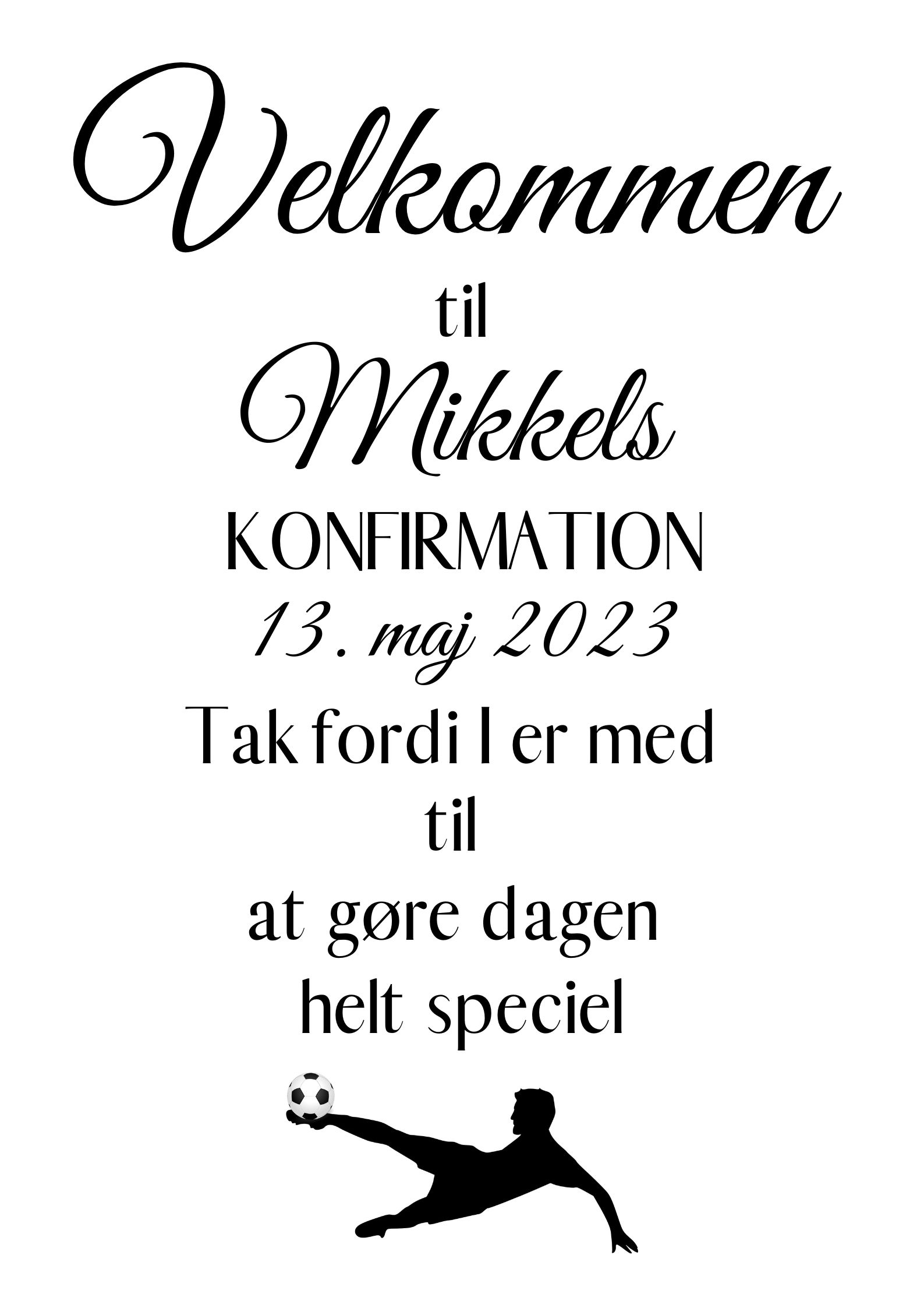 Velkomst plakat fodbold