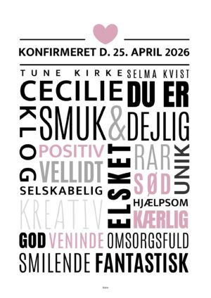 Personlig konfirmandplakat/rosa