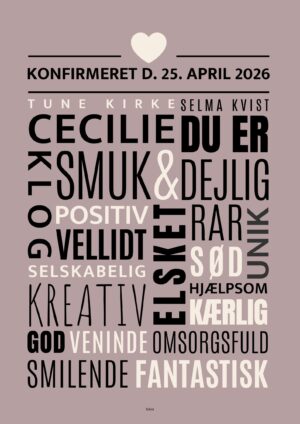 Personlig konfirmandplakat/gammelrosa