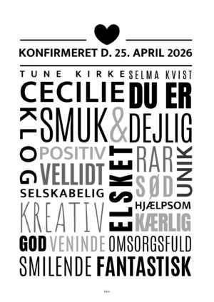 Personlig konfirmandplakat/sort hjerte