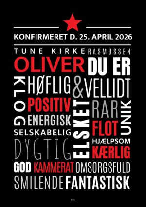 Personlig konfirmandplakat/sort rød