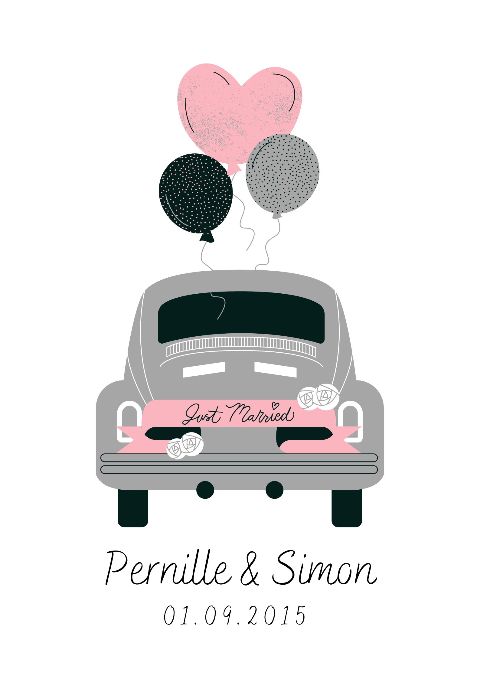 Pernille & Simon korrekt Bryllupsplakat