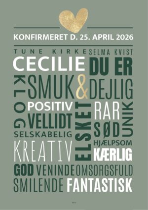 Personlig konfirmandplakat/guld&grøn