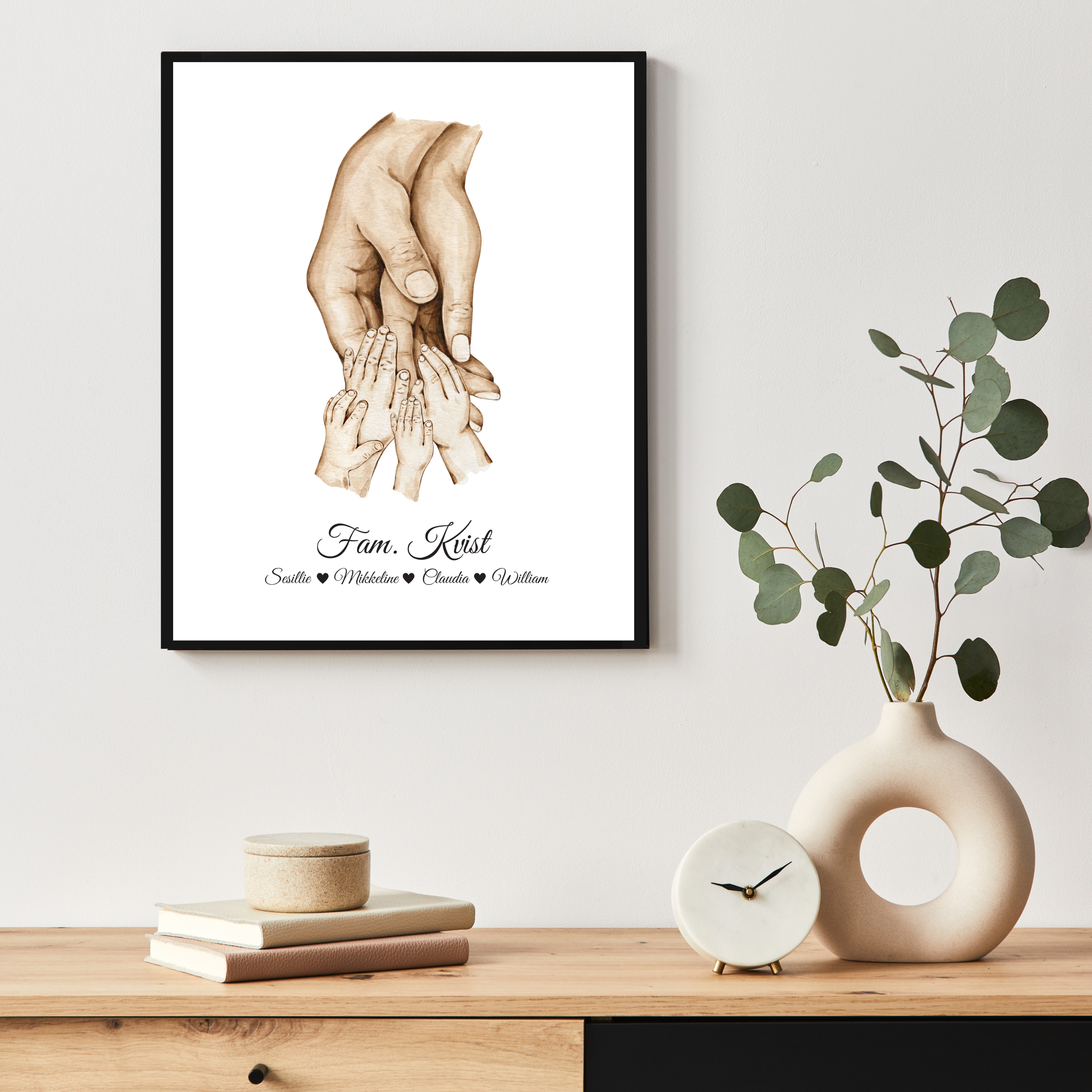 Plakat med familiens hænder