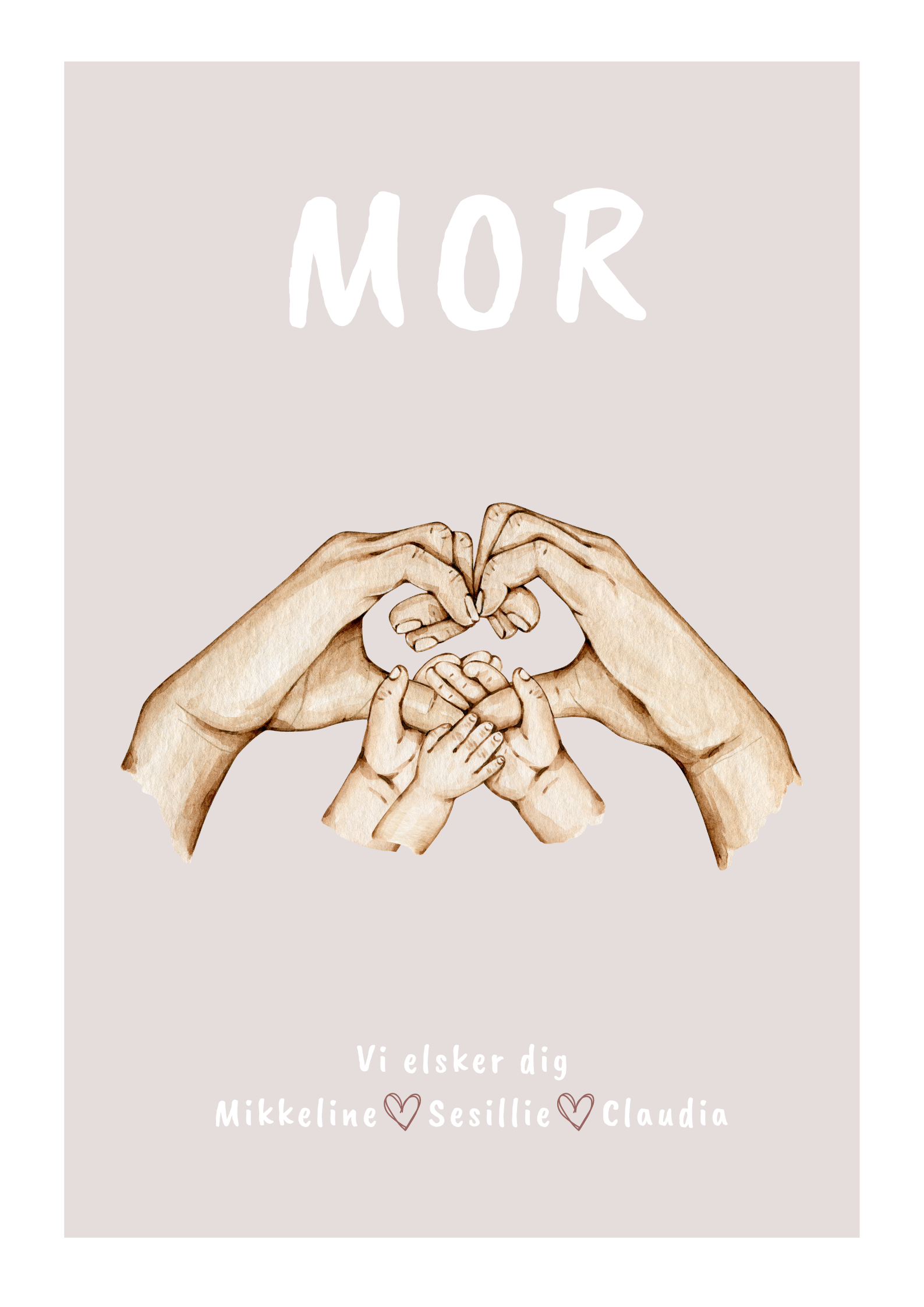 Mor hjerte 3 børn Mors dag plakat