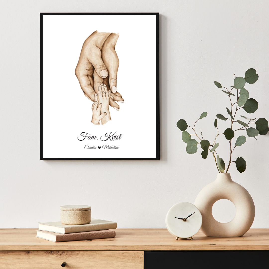 Plakat med familiens hænder