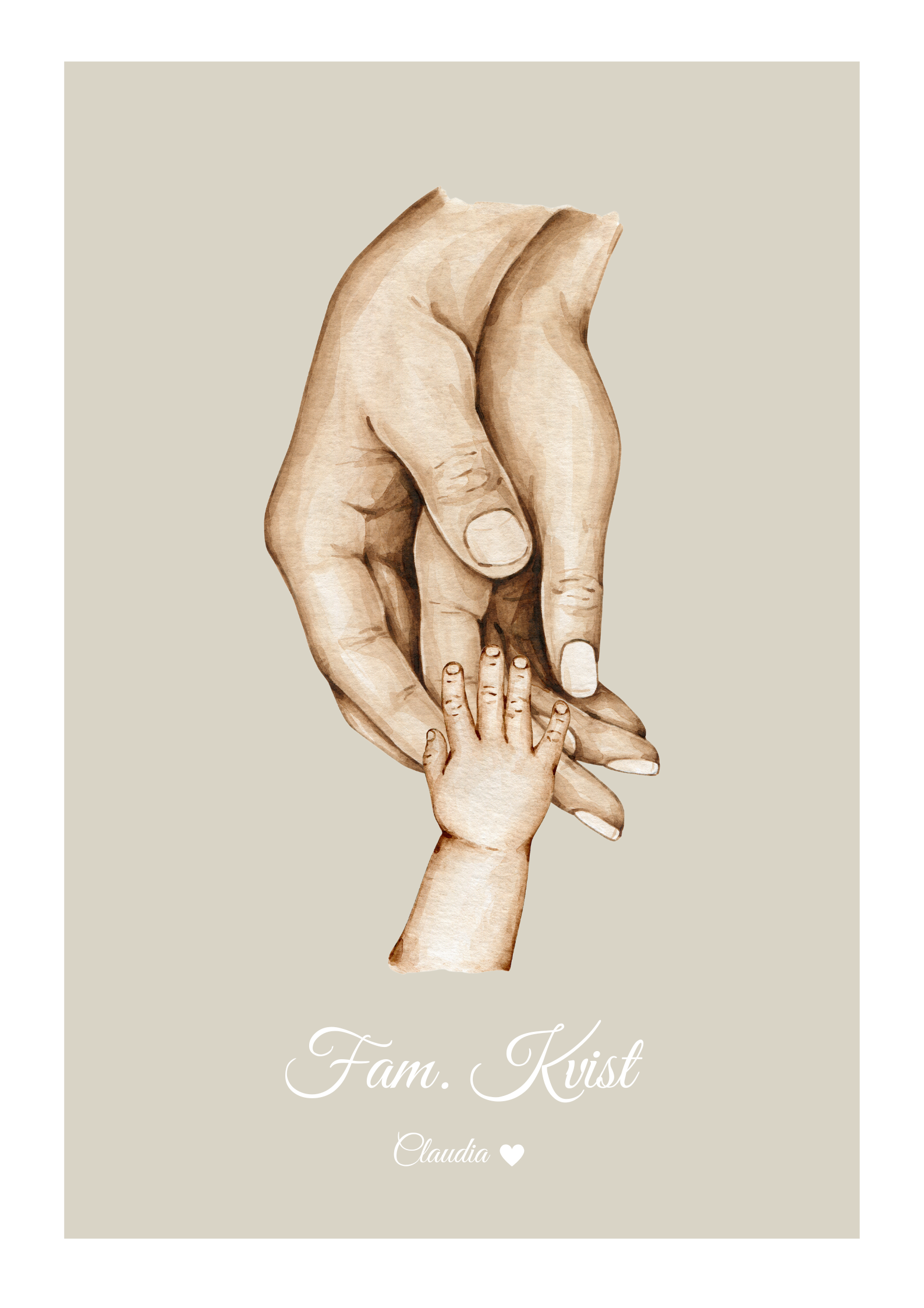 Familie 1 hånd sand Plakat med familiens hænder