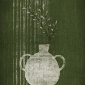 Grøn plakat med motiv af en vase