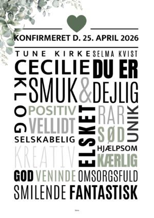 Personlig konfirmandplakat/eukalyptus