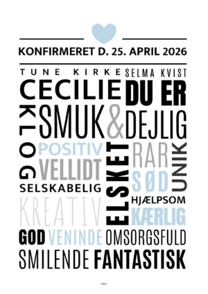 Personlig konfirmandplakat/lyseblå