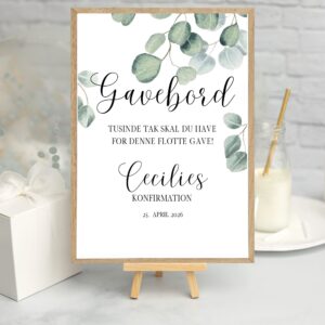 Gavebordsplakat konfirmation/eucalyptus