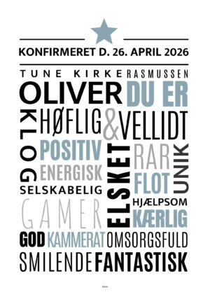 Personlig konfirmandplakat/støvetblå