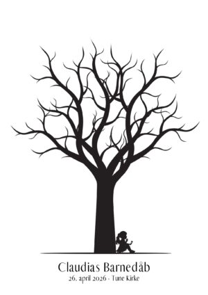 Fingeraftryksplakat barnedåb Livets træ pige