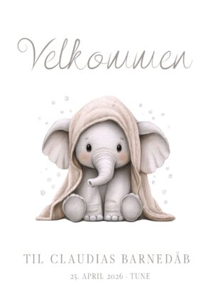 Velkomstplakat dåb/Baby elefant