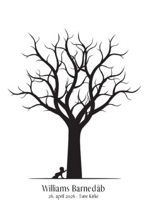 Fingeraftryksplakat barnedåb Livets træ baby