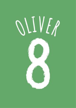 Fodbold plakat navn og nr./grøn No2