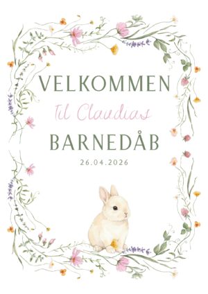 Velkomstplakat dåb/Kanin
