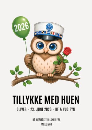 Tillykke med huen HF-Søfart plakat