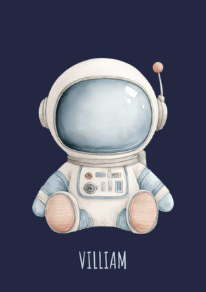 Astronaut med navn mørkeblå plakat