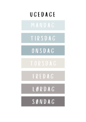 Ugedage lyseblå plakat