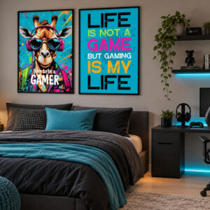 Gamer giraf plakat SÆT